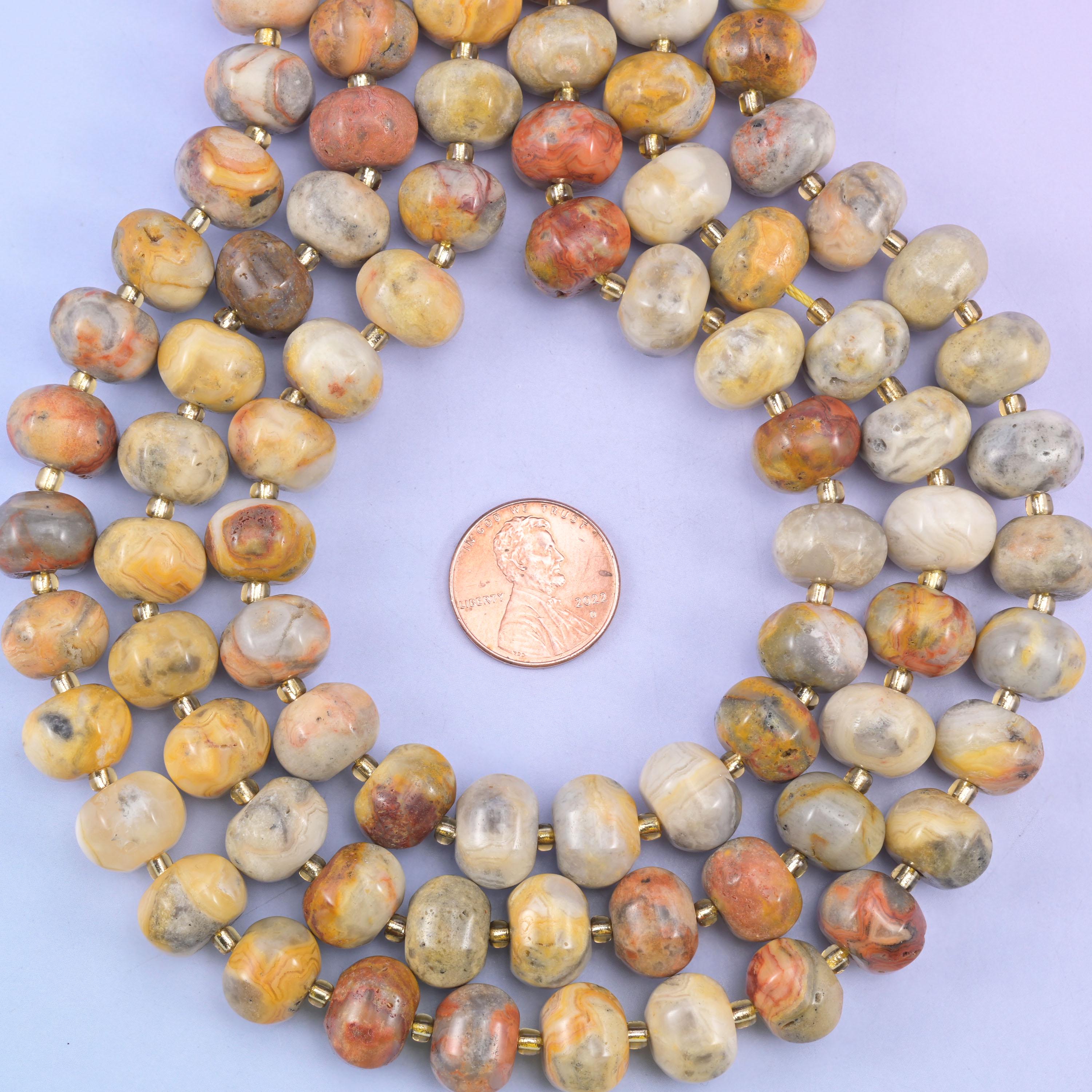 Crazy Agate Pumpkin Beads Jewelry Making Size 12x8mm 15&quot; Strand
