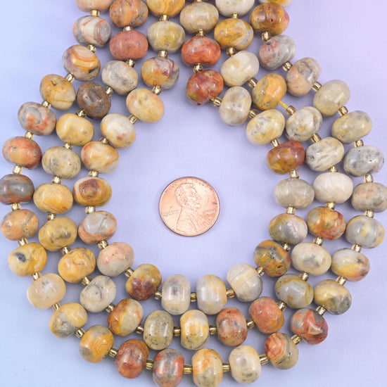 Crazy Agate Pumpkin Beads Jewelry Making Size 12x8mm 15&quot; Strand