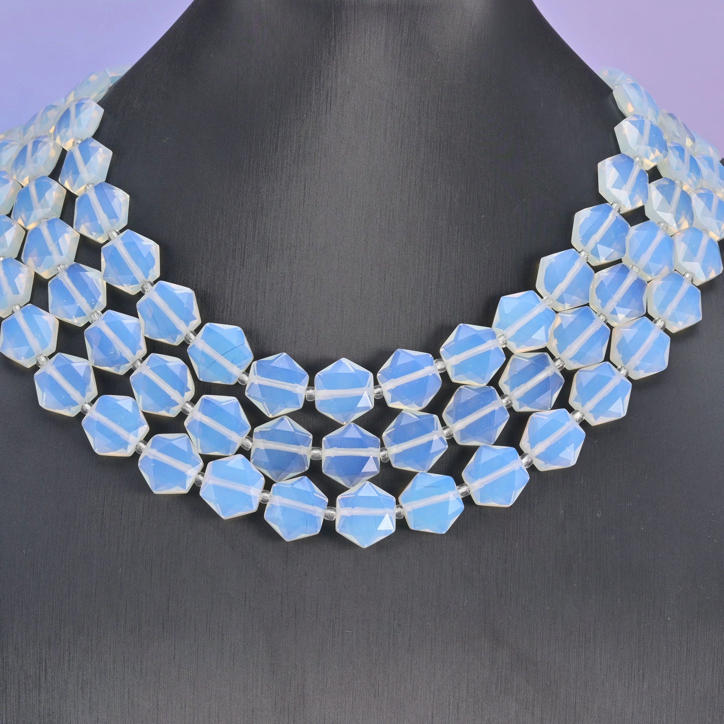 Opalite Flat Faceted Hexagon Beads, Size 12mm - Mycrazycrystal