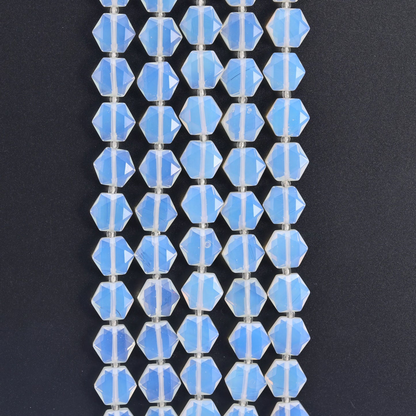 Opalite Flat Faceted Hexagon Beads, Size 12mm - Mycrazycrystal
