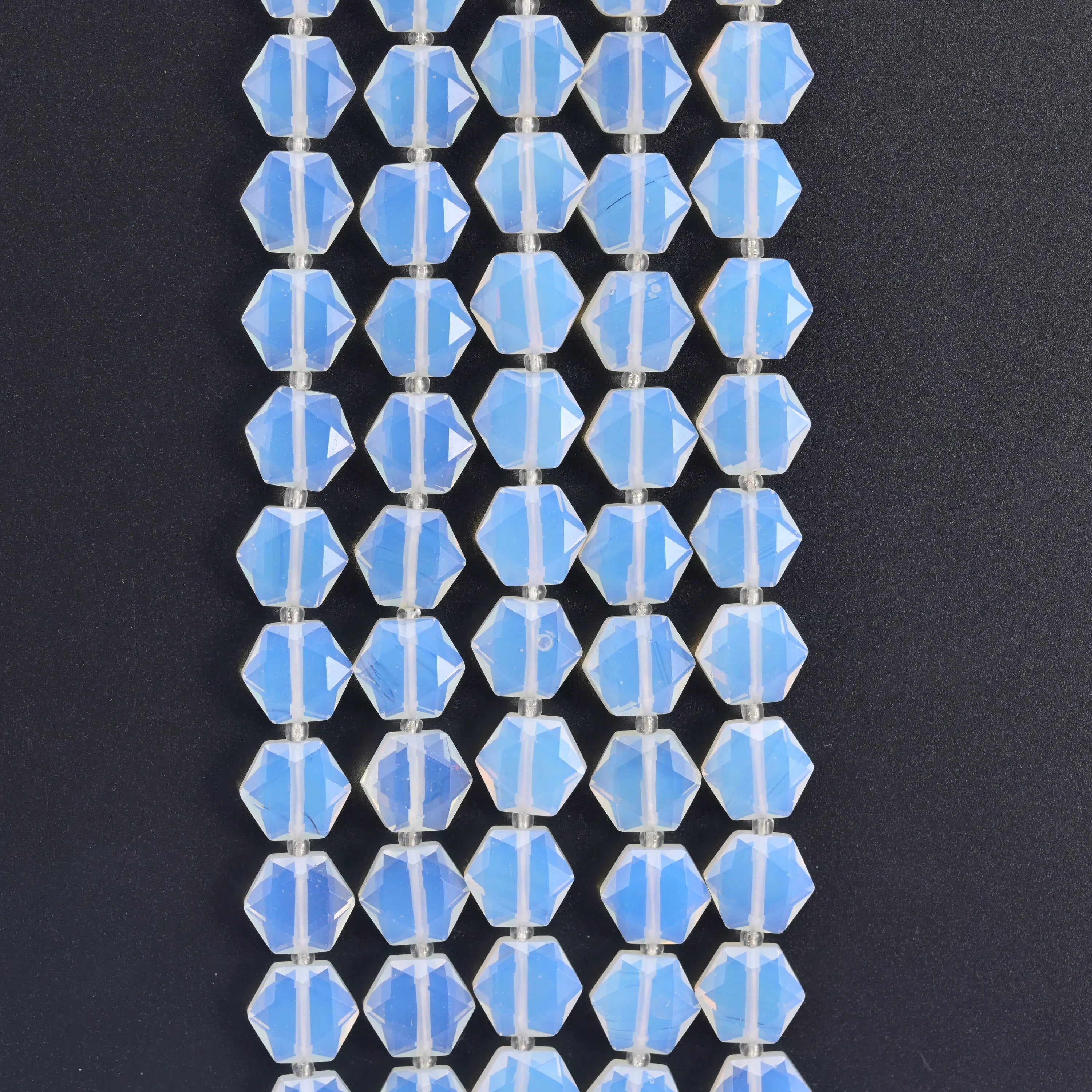 Opalite Flat Faceted Hexagon Beads, Size 12mm - Mycrazycrystal