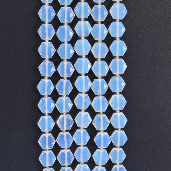 Opalite Flat Faceted Hexagon Beads, Size 12mm - Mycrazycrystal