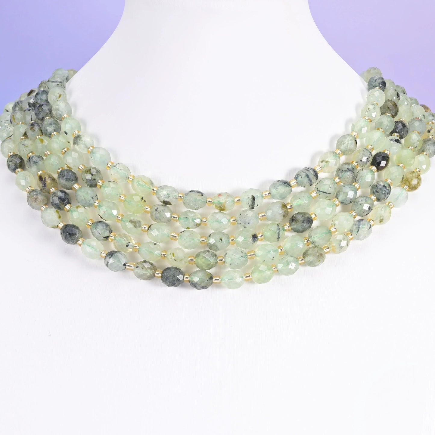Prehnite Faceted Rice Barrel Beads Size 6x8mm Jewelry Making 15.5 Inch Strand