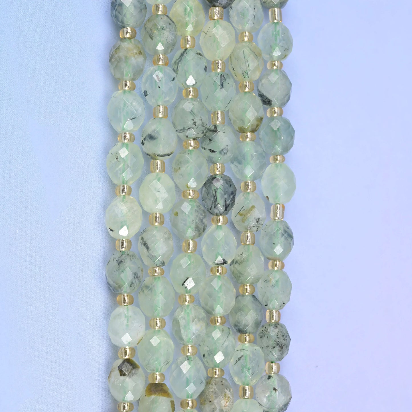 Prehnite Faceted Rice Barrel Beads Size 6x8mm Jewelry Making 15.5 Inch Strand