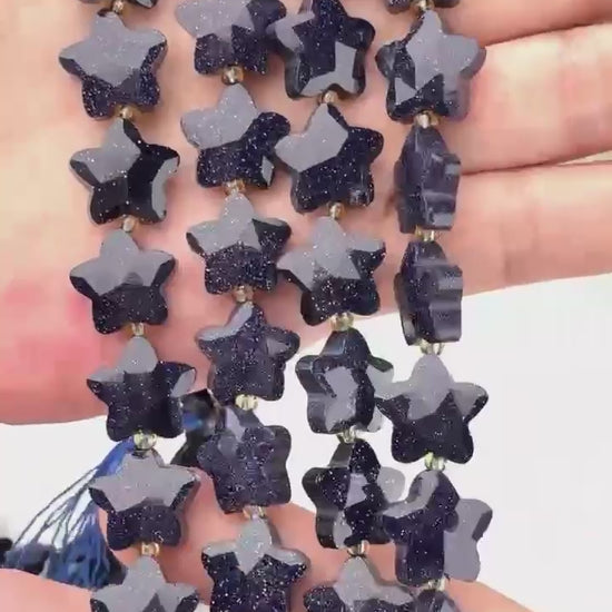 Blue Sandstone Faceted Star Beads