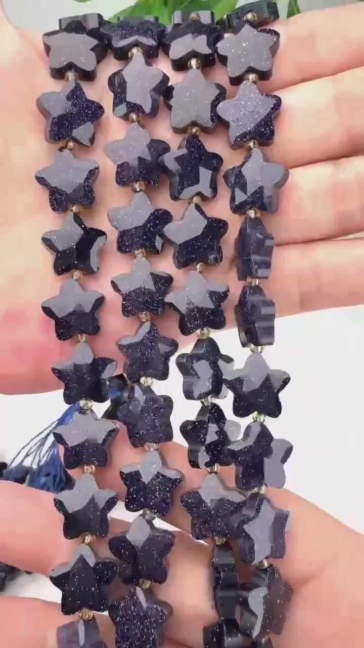 Blue Sandstone Faceted Star Beads
