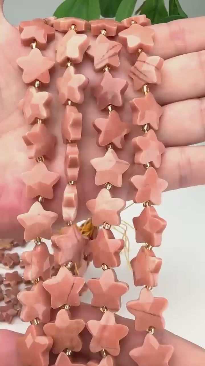 Red Aventurine Faceted Star Beads