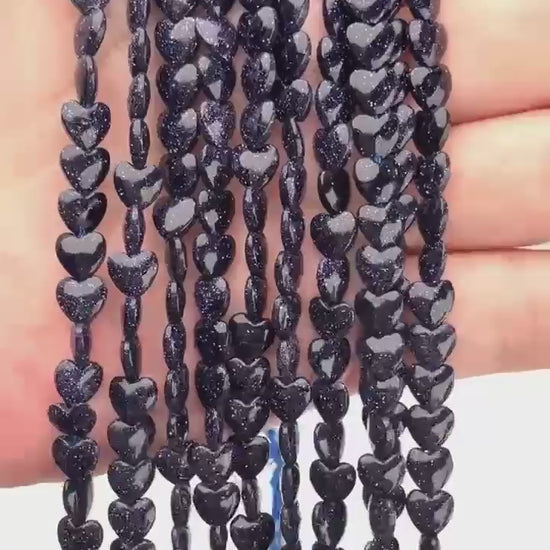 Blue Sandstone Heart Beads