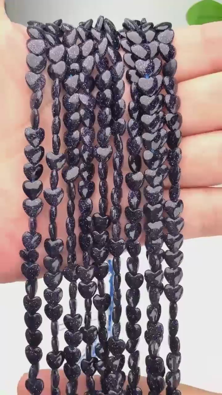 Blue Sandstone Heart Beads