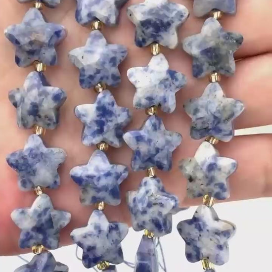 Blue Spot Jasper Faceted Star Beads