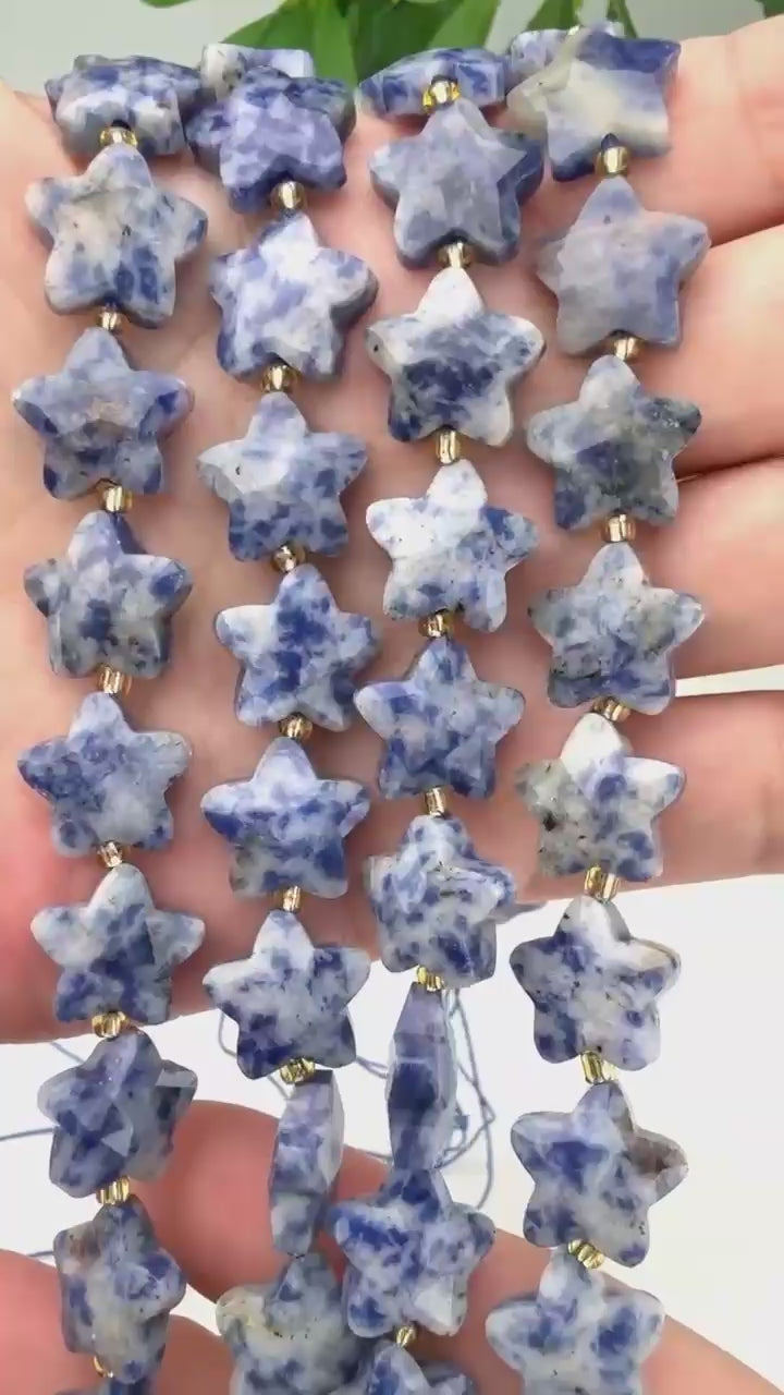 Blue Spot Jasper Faceted Star Beads