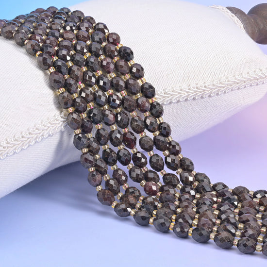 Red Garnet Faceted Rice Barrel Beads Size 6x8mm Rice Jewelry Making 15.5 Inch Strand