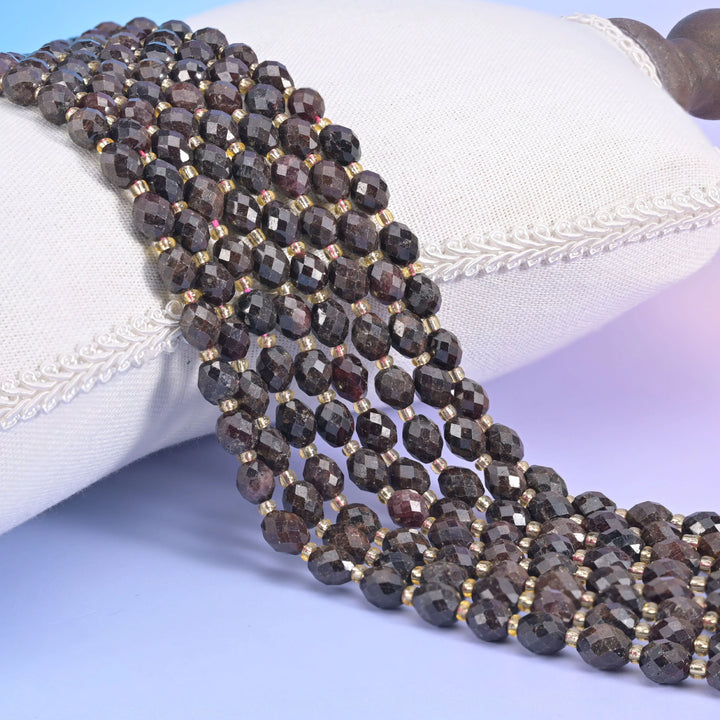 Red Garnet Faceted Rice Barrel Beads Size 6x8mm Rice Jewelry Making 15.5 Inch Strand