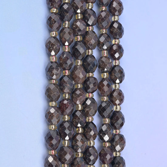 Red Garnet Faceted Rice Barrel Beads Size 6x8mm Rice Jewelry Making 15.5 Inch Strand