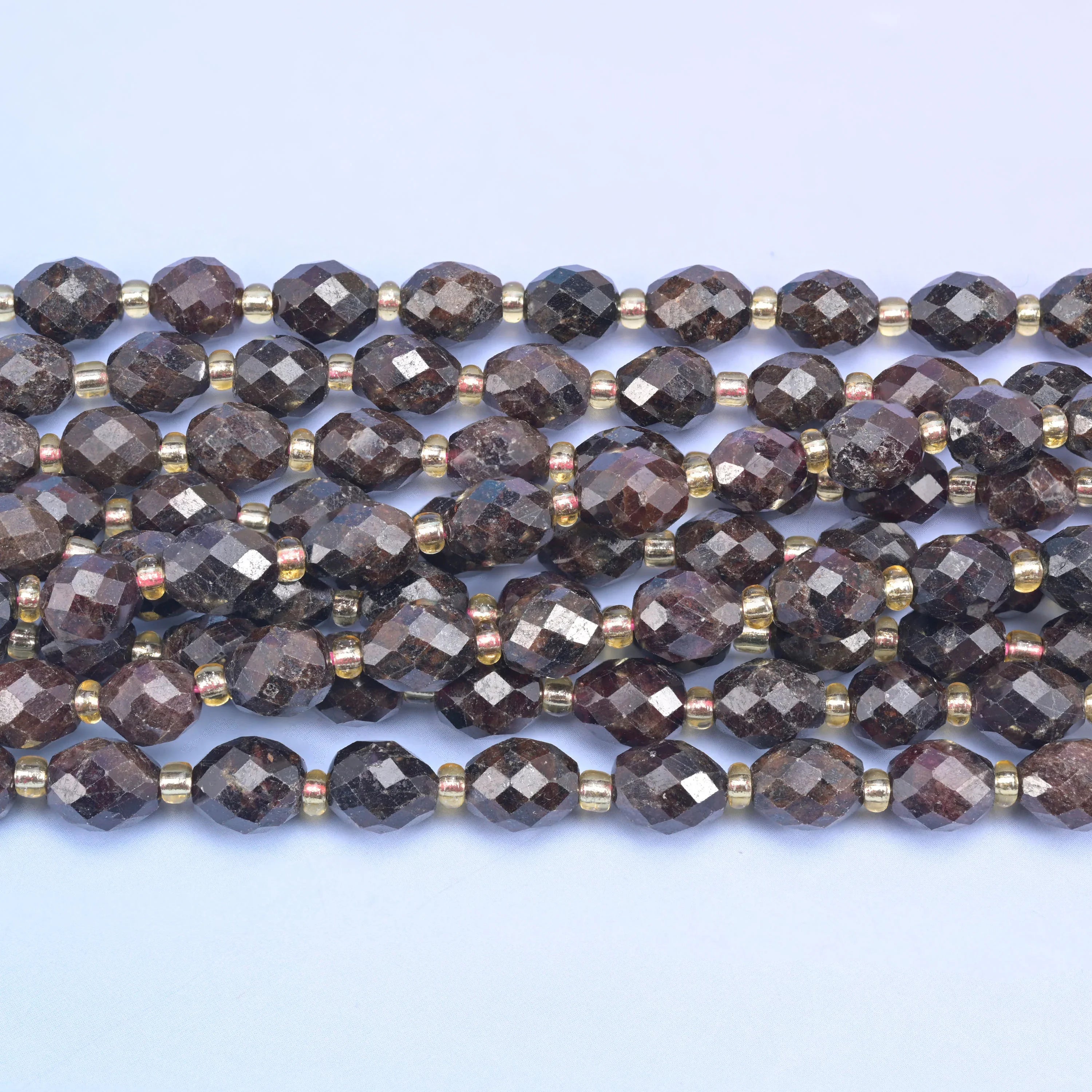 Red Garnet Faceted Rice Barrel Beads Size 6x8mm Rice Jewelry Making 15.5 Inch Strand