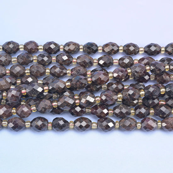 Red Garnet Faceted Rice Barrel Beads Size 6x8mm Rice Jewelry Making 15.5 Inch Strand