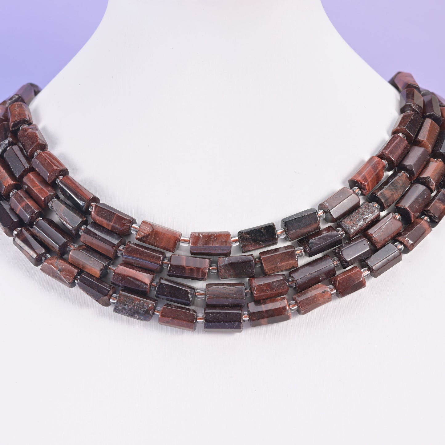 Red Tiger Eye Faceted Tube Beads Size 12x8mm Jewelry Making 15.5 Inch Strand