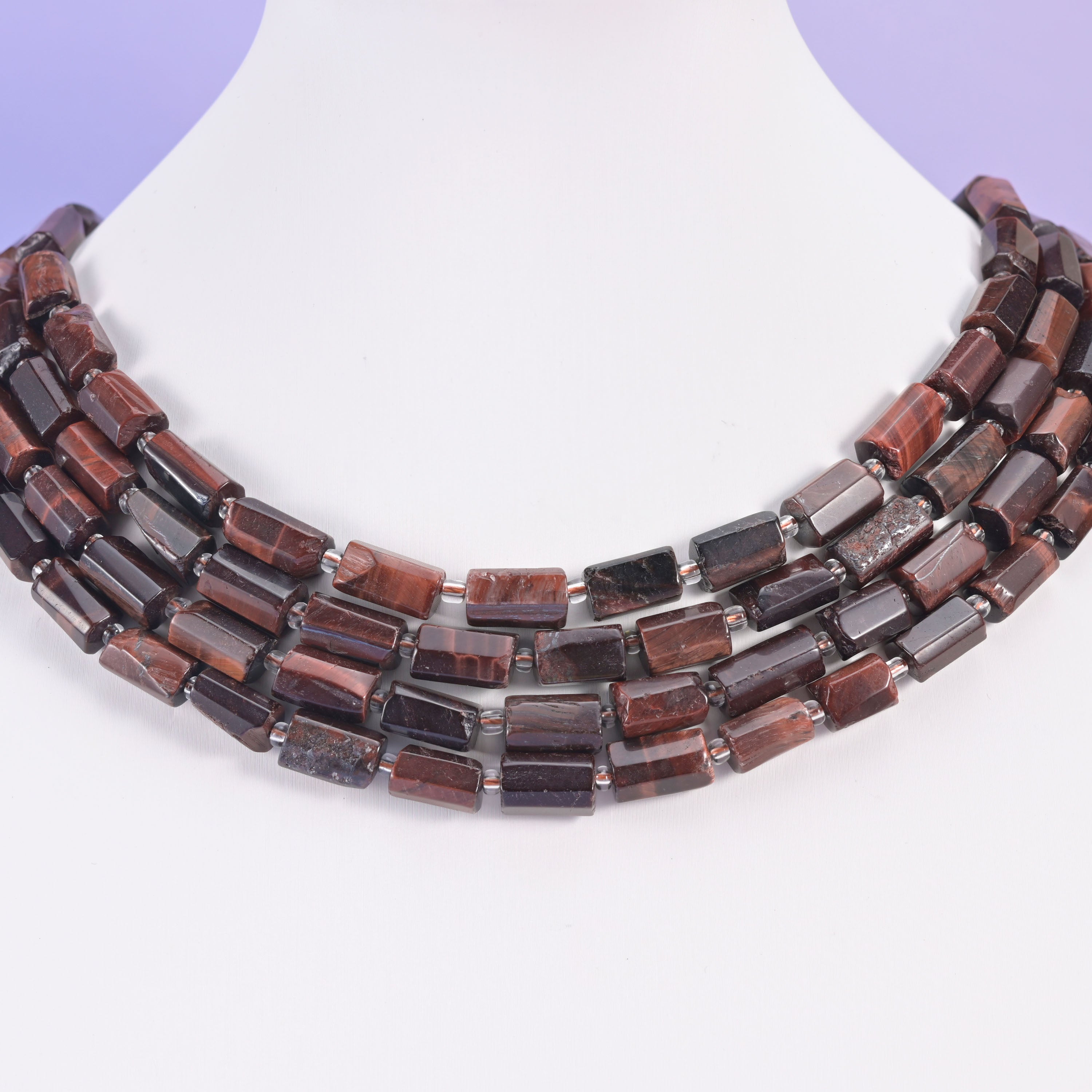 Red Tiger Eye Faceted Tube Beads Size 12x8mm Jewelry Making 15.5 Inch Strand