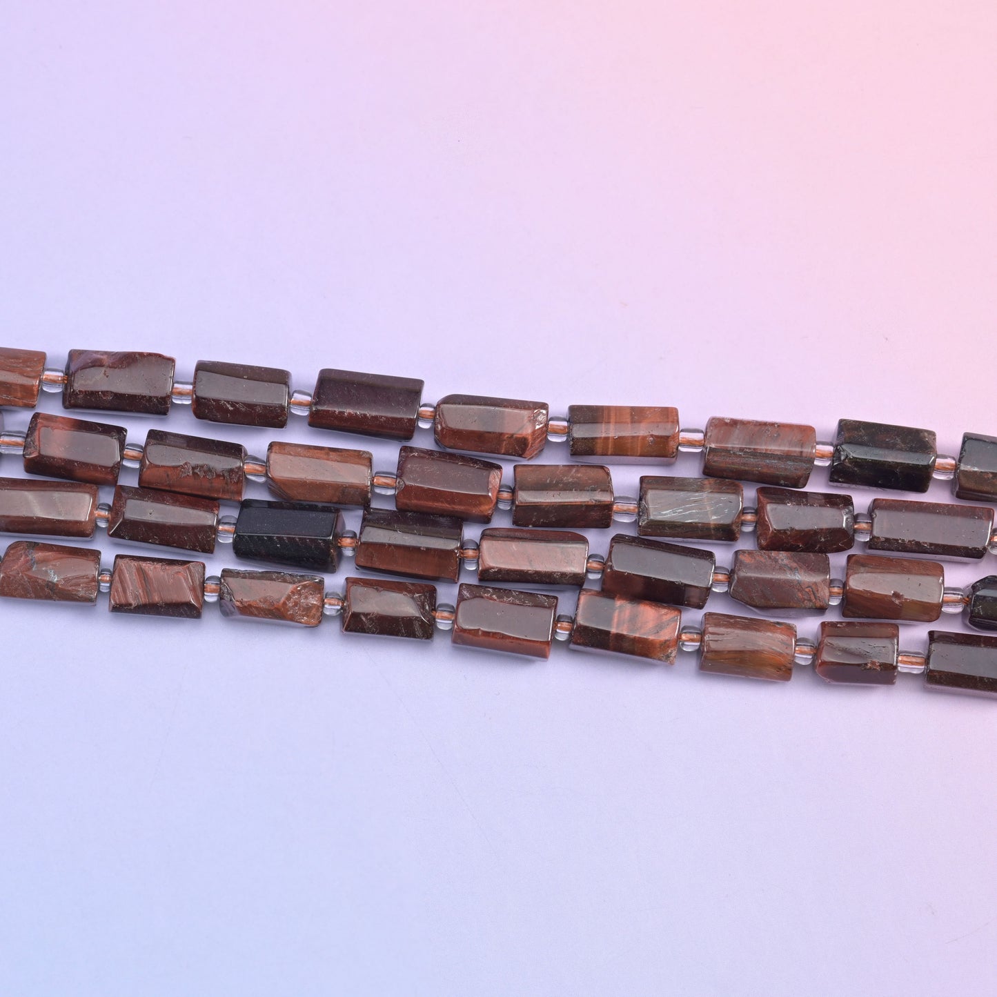 Red Tiger Eye Faceted Tube Beads Size 12x8mm Jewelry Making 15.5 Inch Strand
