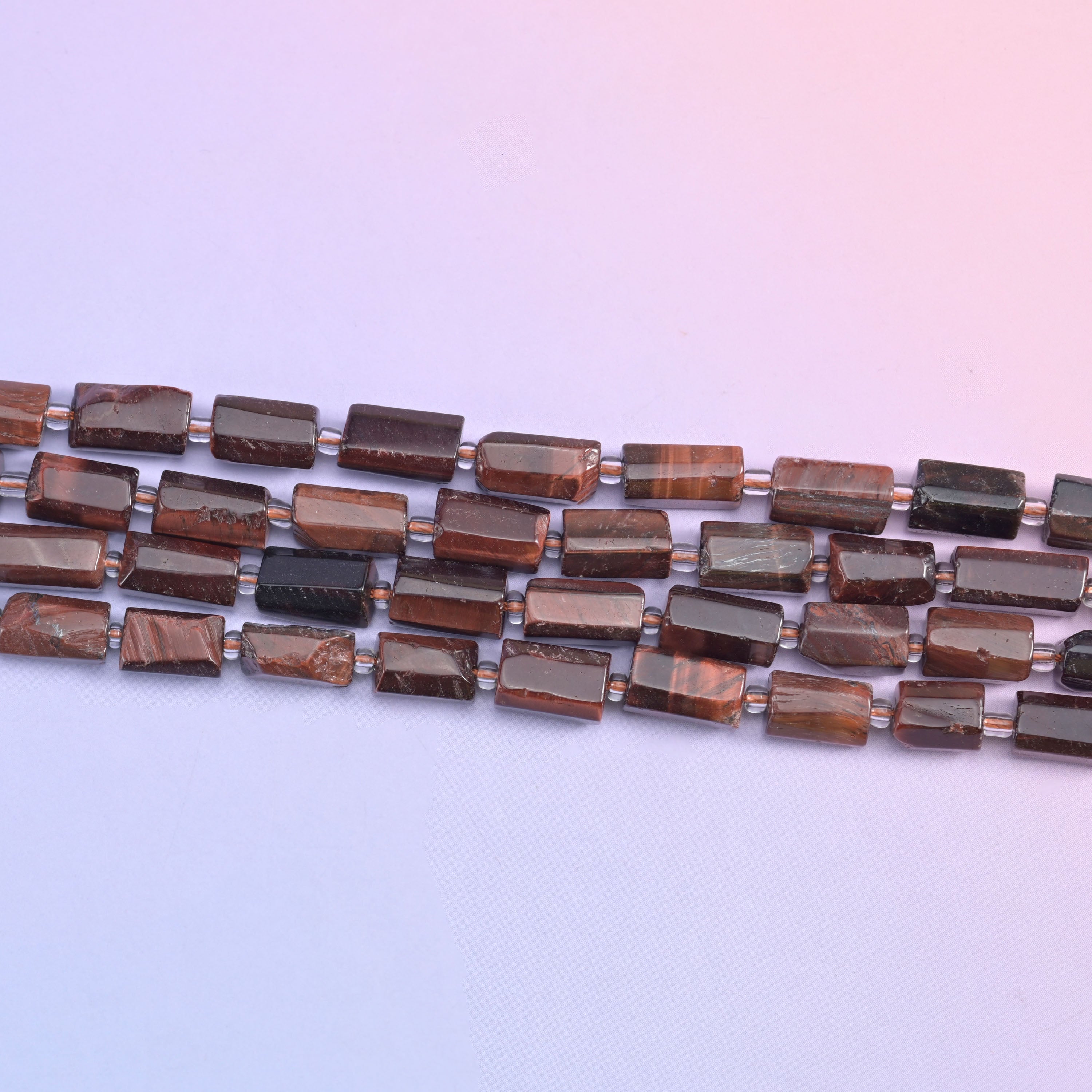 Red Tiger Eye Faceted Tube Beads Size 12x8mm Jewelry Making 15.5 Inch Strand