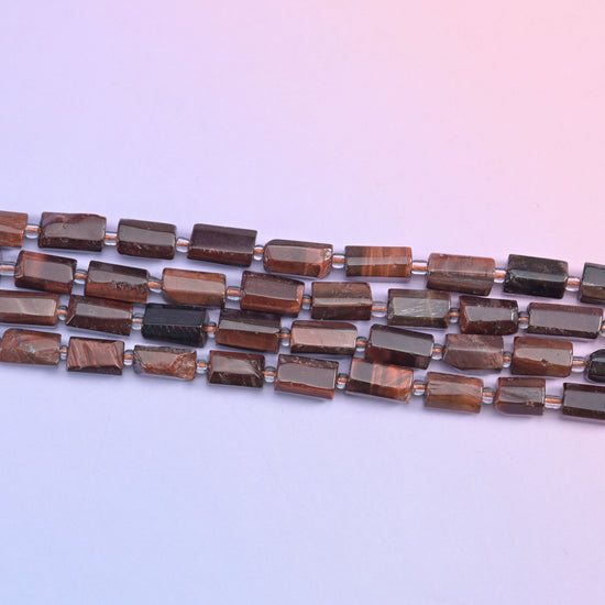 Red Tiger Eye Faceted Tube Beads Size 12x8mm Jewelry Making 15.5 Inch Strand