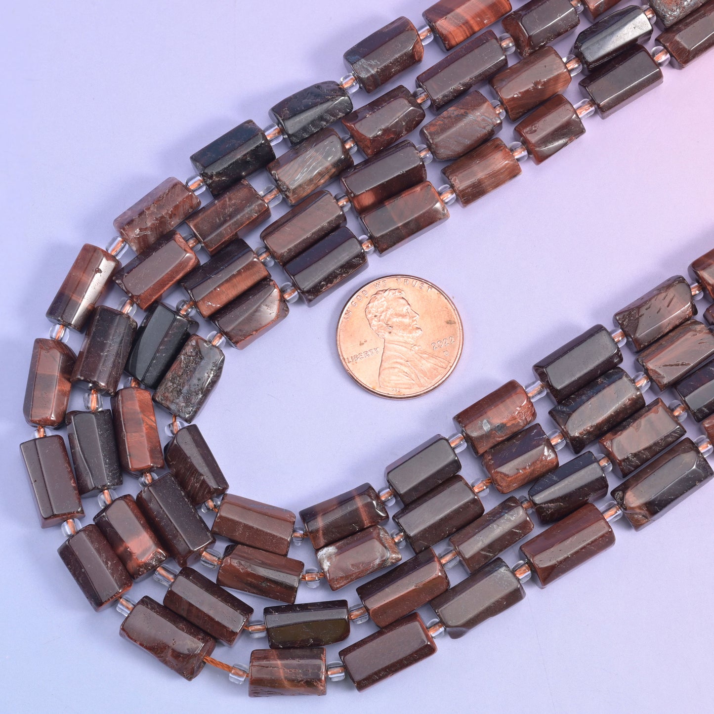 Red Tiger Eye Faceted Tube Beads Size 12x8mm Jewelry Making 15.5 Inch Strand