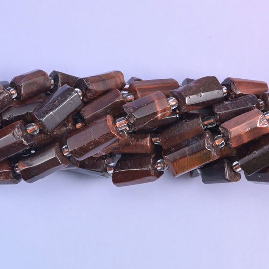 Red Tiger Eye Faceted Tube Beads Size 12x8mm Jewelry Making 15.5 Inch Strand