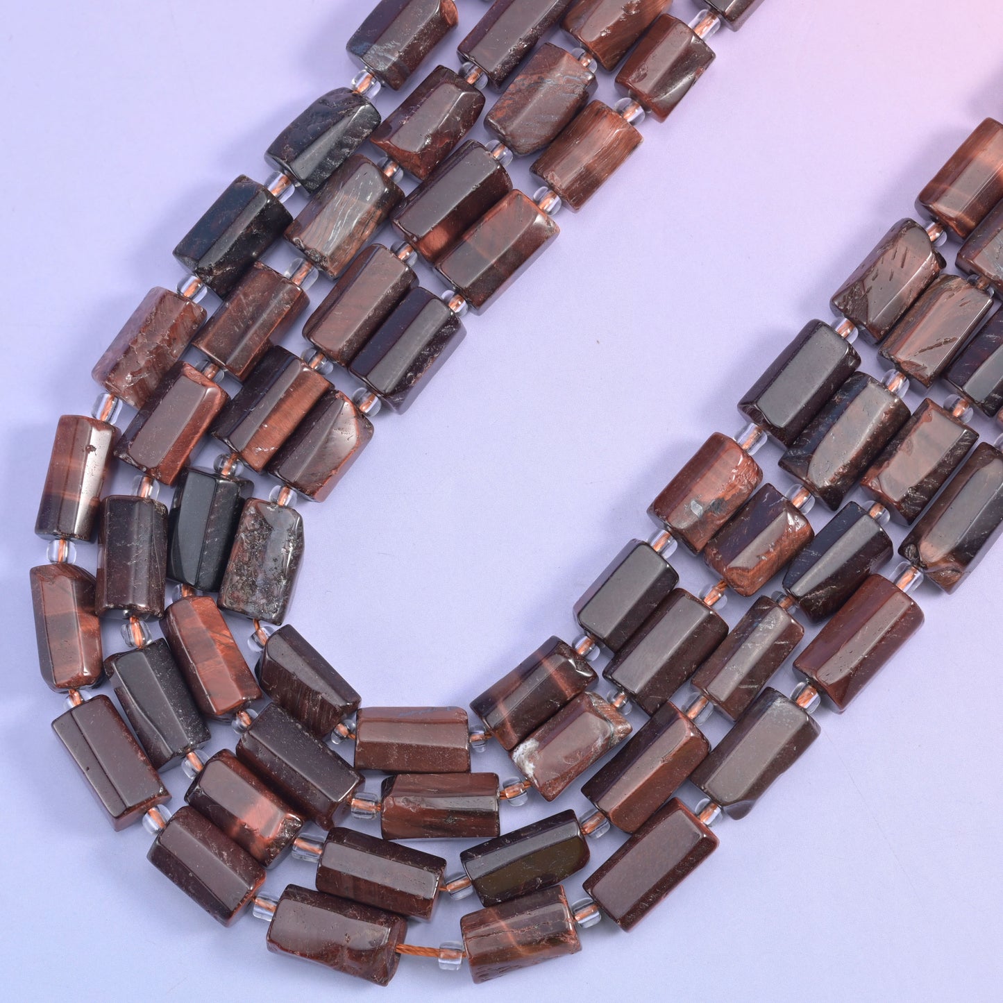Red Tiger Eye Faceted Tube Beads Size 12x8mm Jewelry Making 15.5 Inch Strand