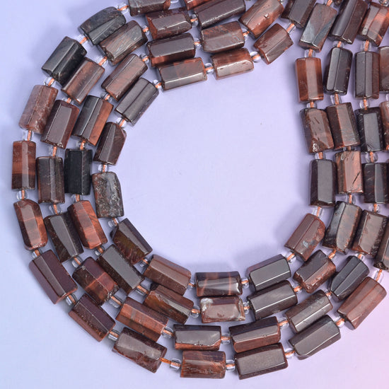 Red Tiger Eye Faceted Tube Beads Size 12x8mm Jewelry Making 15.5 Inch Strand