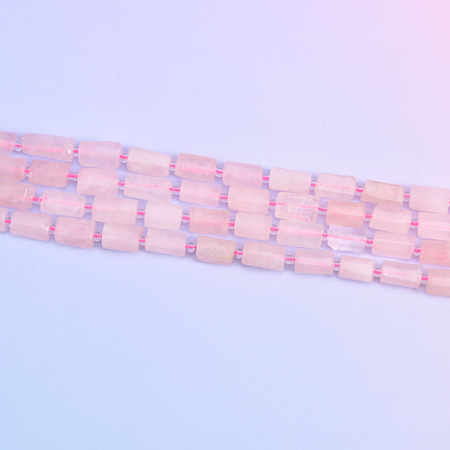Rose Quartz Faceted Tube Beads Size 12x8mm Jewelry Making 15.5 Inch Strand