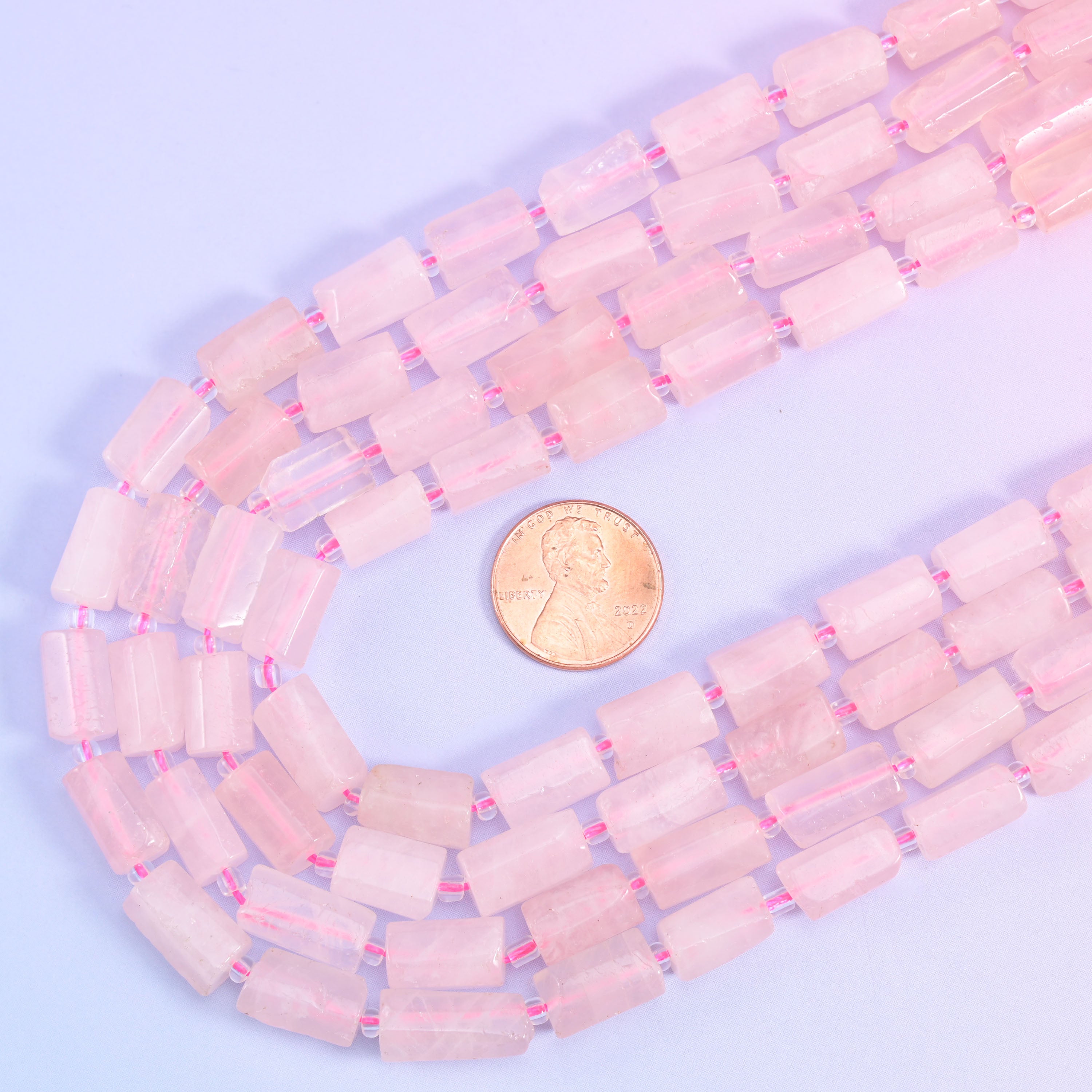 Rose Quartz Faceted Tube Beads Size 12x8mm Jewelry Making 15.5 Inch Strand