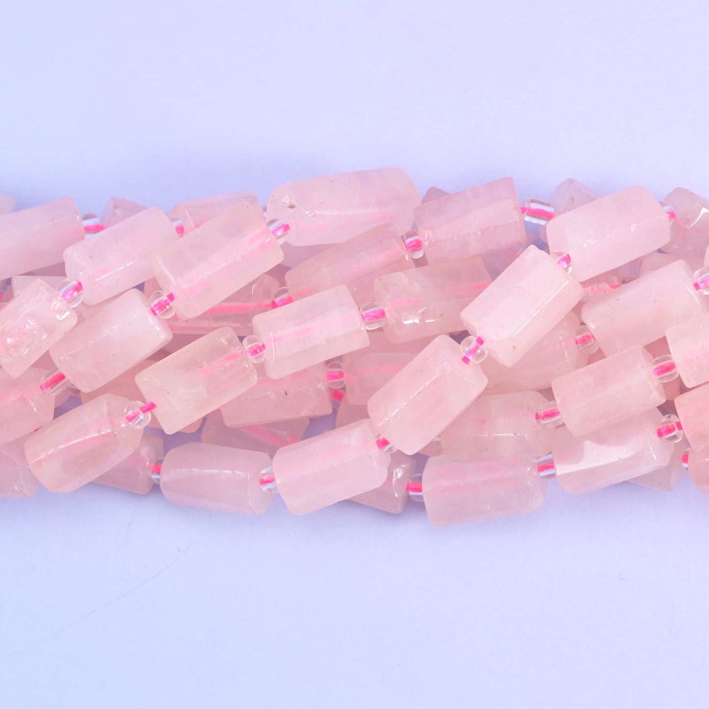 Rose Quartz Faceted Tube Beads Size 12x8mm Jewelry Making 15.5 Inch Strand