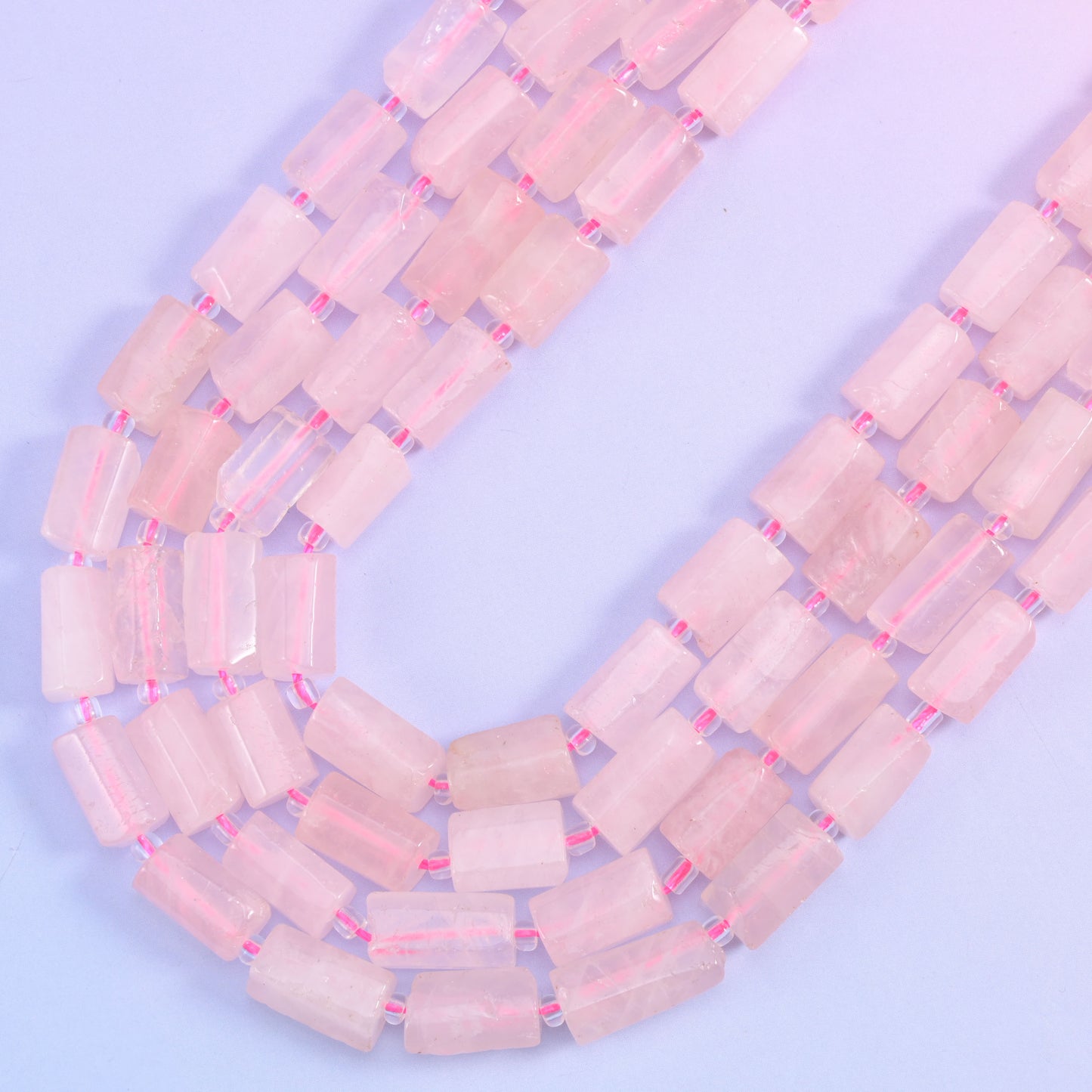 Rose Quartz Faceted Tube Beads Size 12x8mm Jewelry Making 15.5 Inch Strand
