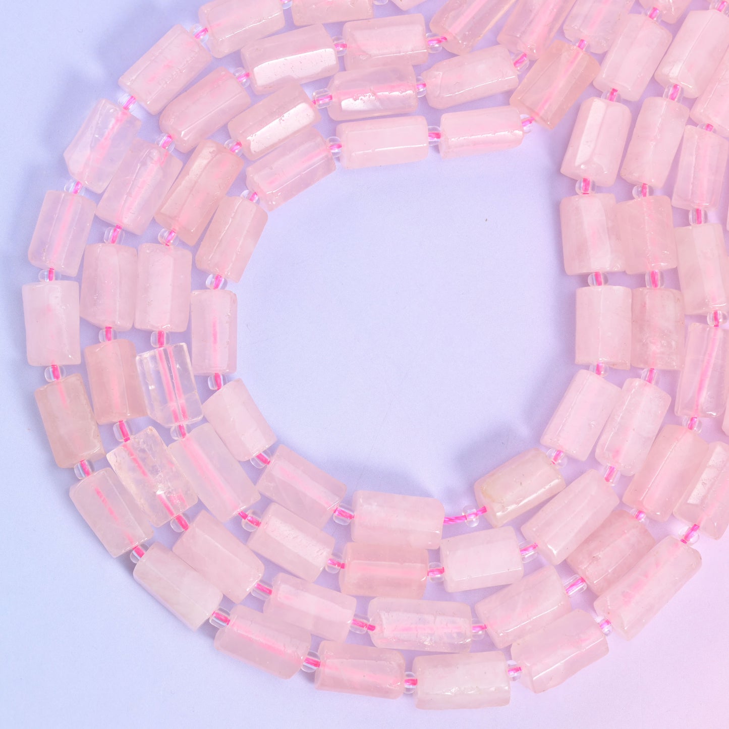 Rose Quartz Faceted Tube Beads Size 12x8mm Jewelry Making 15.5 Inch Strand