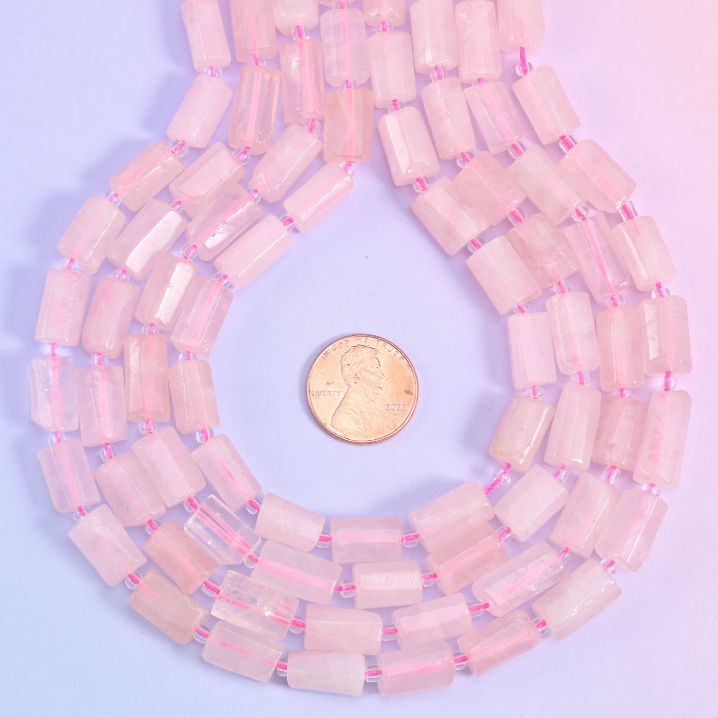 Rose Quartz Faceted Tube Beads Size 12x8mm Jewelry Making 15.5 Inch Strand