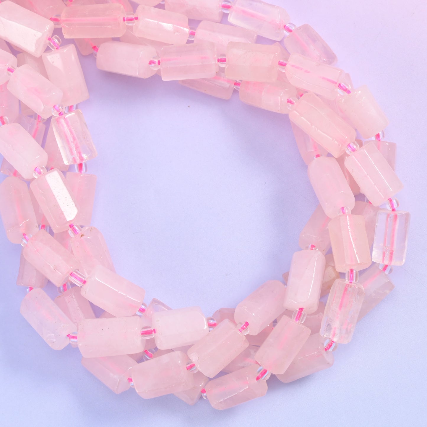 Rose Quartz Faceted Tube Beads Size 12x8mm Jewelry Making 15.5 Inch Strand