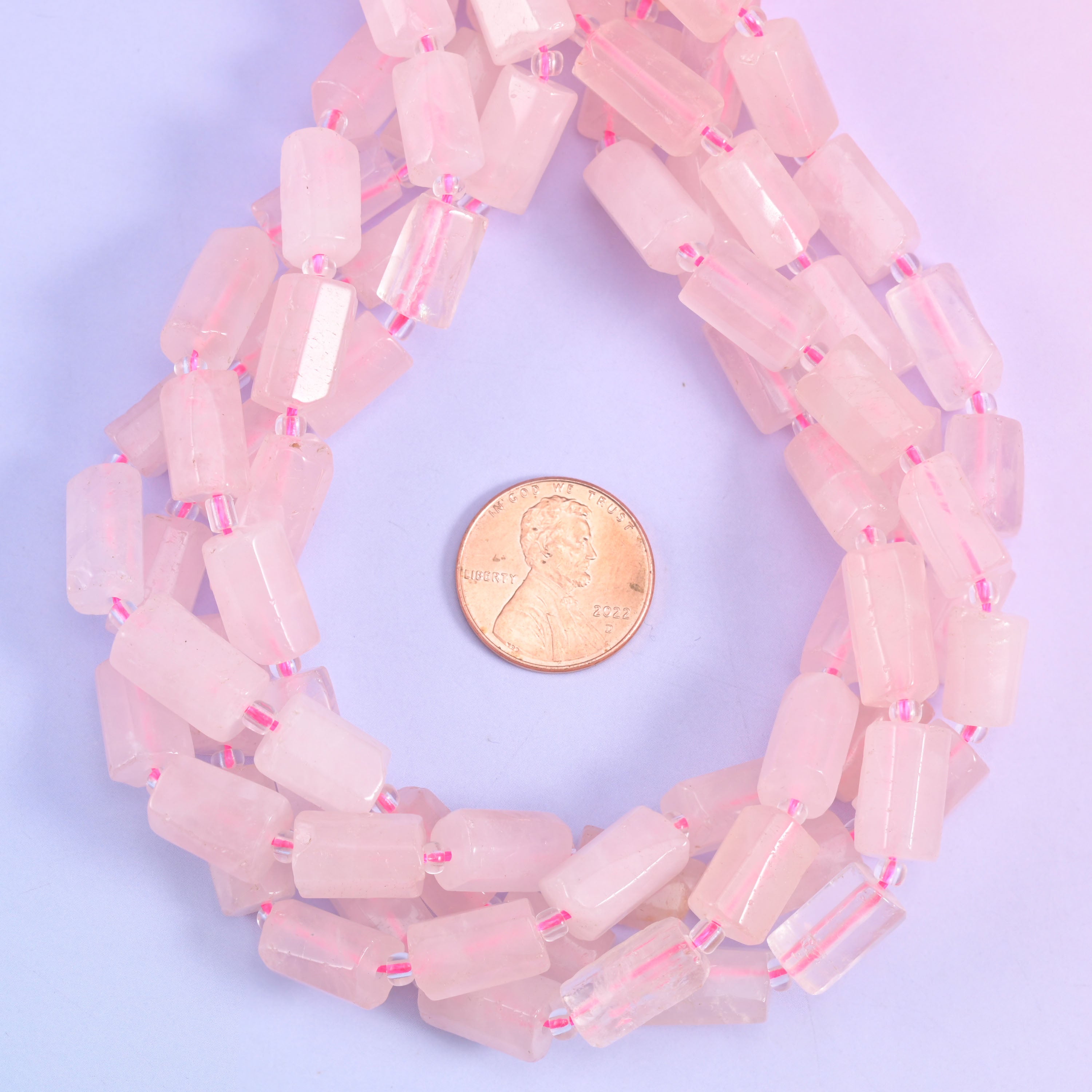 Rose Quartz Faceted Tube Beads Size 12x8mm Jewelry Making 15.5 Inch Strand