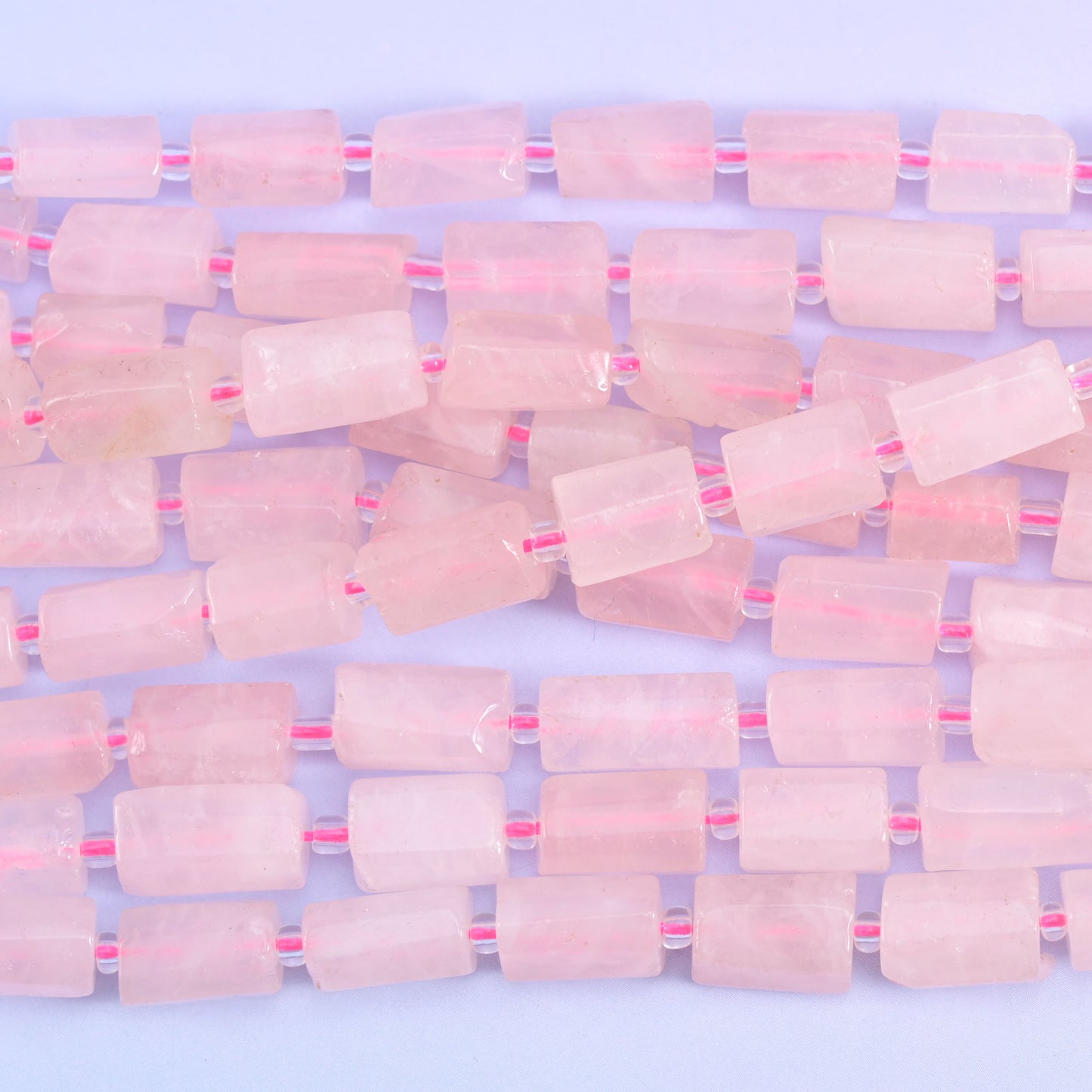 Rose Quartz Faceted Tube Beads Size 12x8mm Jewelry Making 15.5 Inch Strand