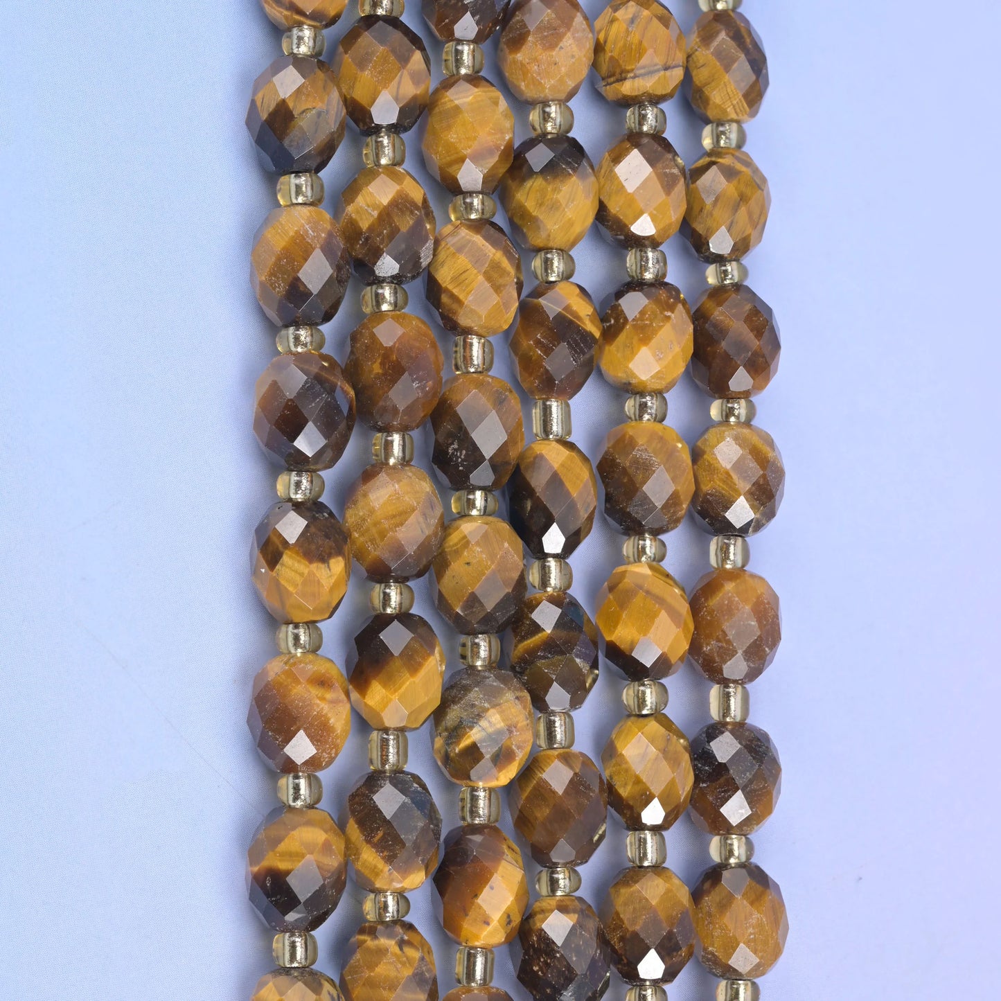Tiger Eye Faceted Rice Barrel Beads