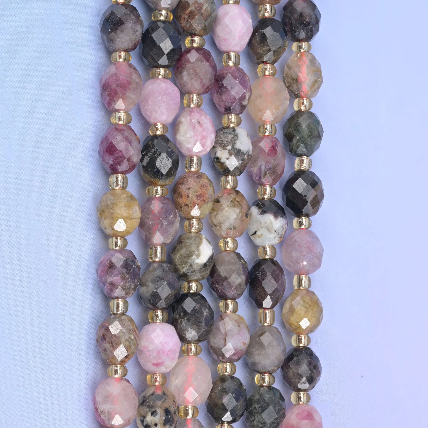 Multi-Color Tourmaline Faceted Rice Barrel Beads Size 6x8mm Jewelry Making 15.5 Inch Strand