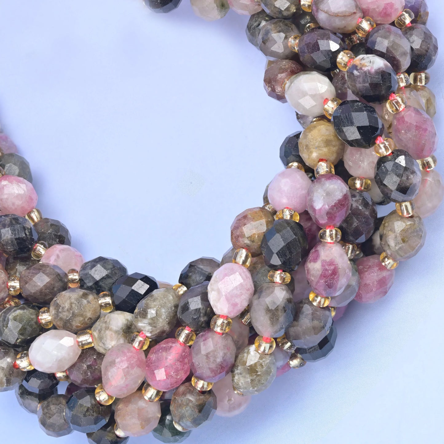 Multi-Color Tourmaline Faceted Rice Barrel Beads Size 6x8mm Jewelry Making 15.5 Inch Strand